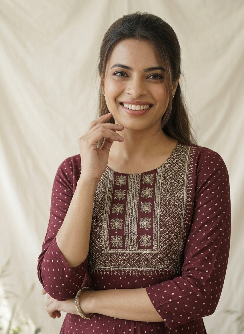 Rayon Polka Design Anarkali Kurti