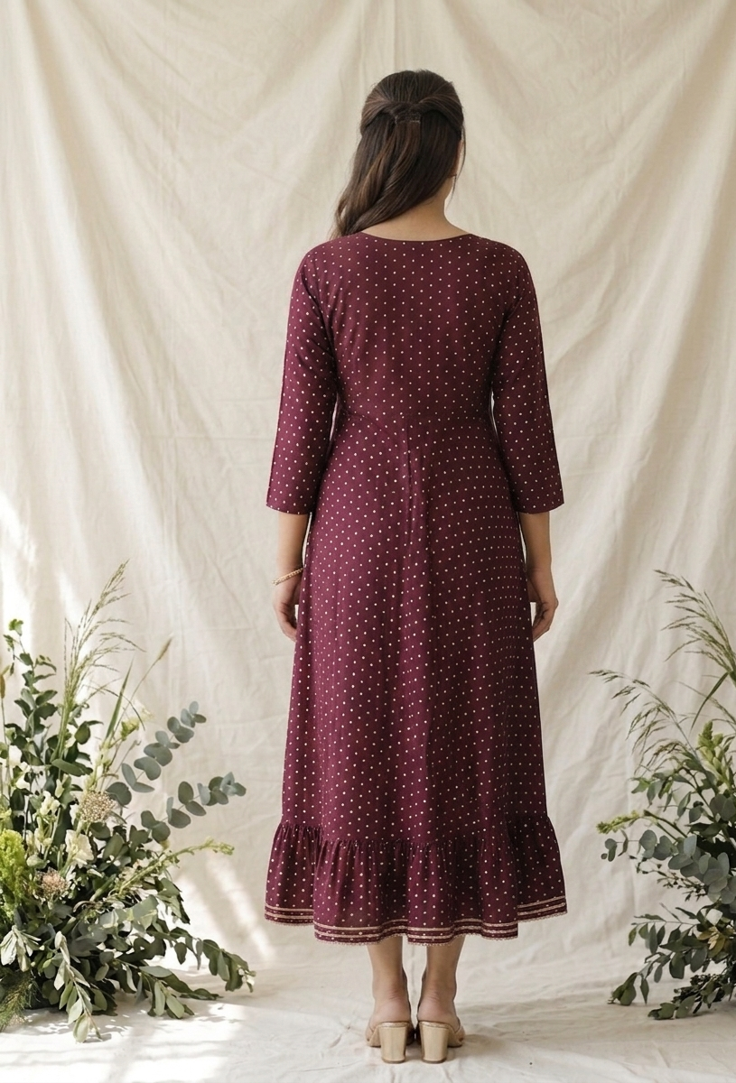 Rayon Polka Design Anarkali Kurti
