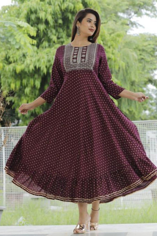 Rayon Polka Design Anarkali Kurti