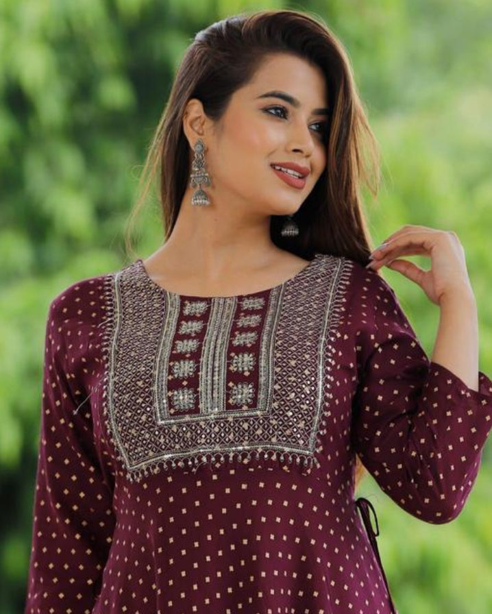 Rayon Polka Design Anarkali Kurti