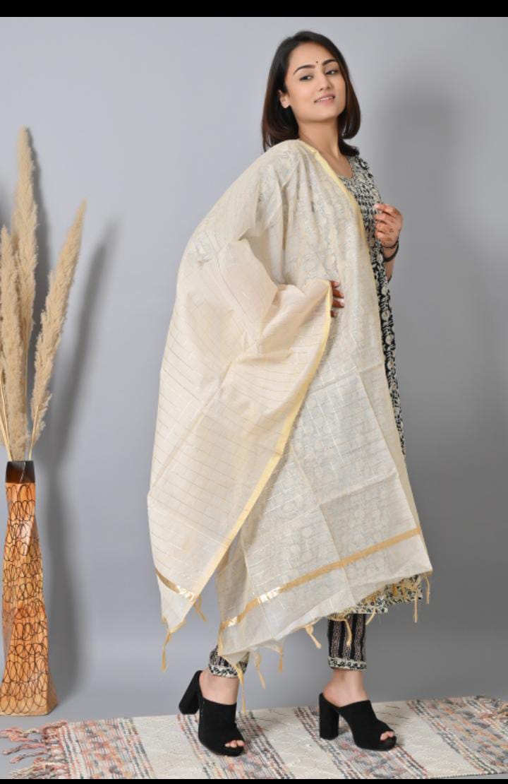 Floral Printed Anarkali Kurti Pant Dupatta set